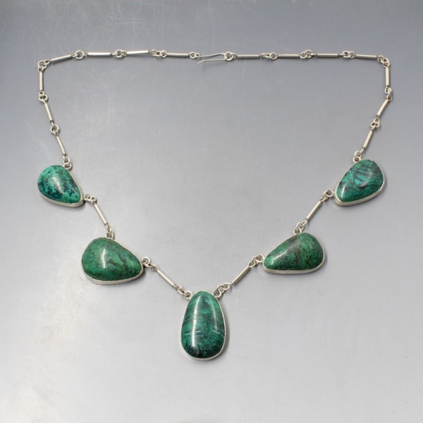 Silver and green Eliat stone necklace